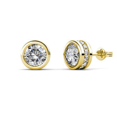 Mae 18k White Gold Plated Stud Earrings with 34 Simulated Diamond Crystals, 25mm Diameter, Hypoallergenic Lead & Nickel Free