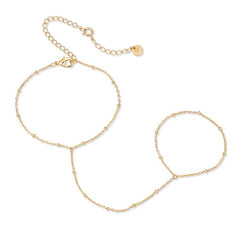 PAVOI 14K Gold Plated Hand Chains Bracelet for Women | Dainty Cubic Zirconia Bracelet and Ring Chain Body Jewelry