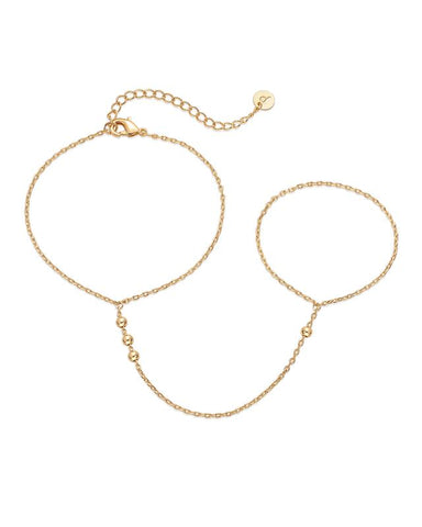 PAVOI 14K Gold Plated Hand Chains Bracelet for Women | Dainty Cubic Zirconia Bracelet and Ring Chain Body Jewelry