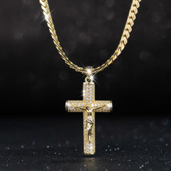 Holylegend 14k Real Gold-Plated Cuban , Figaro, Miami Cross with Jesus Christ Crucifix,24 inches Long and 6mm Wide,Handcrafted Polishing and Multiple Electroplating