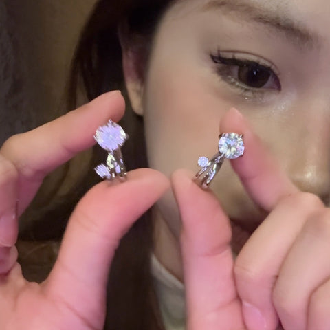 Copper alloy synthetic zircon earrings small light bulb flash zircon ear bone clip no piercing ear clip beautiful earrings for women