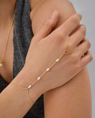 PAVOI 14K Gold Plated Hand Chains Bracelet for Women | Dainty Cubic Zirconia Bracelet and Ring Chain Body Jewelry