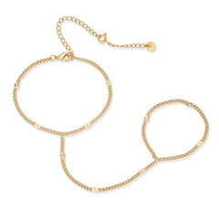 PAVOI 14K Gold Plated Hand Chains Bracelet for Women | Dainty Cubic Zirconia Bracelet and Ring Chain Body Jewelry