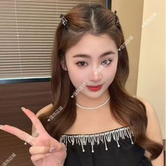 2025 new Korean color rhinestone bangs side clip temperament advanced all-match broken hairpin fixed