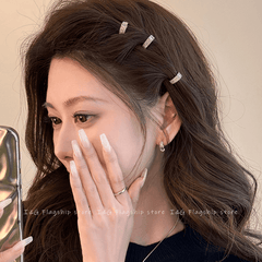 Round metal hair buckle bangs hairpin female forehead side clip rhinestone hairpin headdress