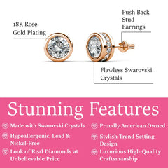 Mae 18k White Gold Plated Stud Earrings with 34 Simulated Diamond Crystals, 25mm Diameter, Hypoallergenic Lead & Nickel Free