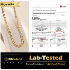 Holylegend 14k Real Gold-Plated Cuban , Figaro, Miami Cross with Jesus Christ Crucifix,24 inches Long and 6mm Wide,Handcrafted Polishing and Multiple Electroplating