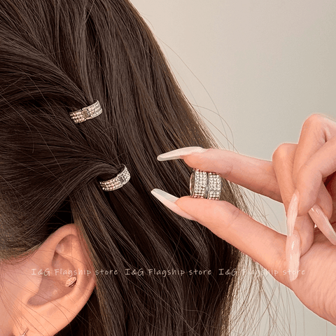 Round metal hair buckle bangs hairpin female forehead side clip rhinestone hairpin headdress