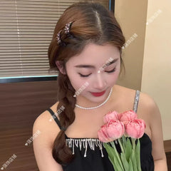 2025 new Korean color rhinestone bangs side clip temperament advanced all-match broken hairpin fixed