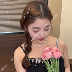 2025 new Korean color rhinestone bangs side clip temperament advanced all-match broken hairpin fixed