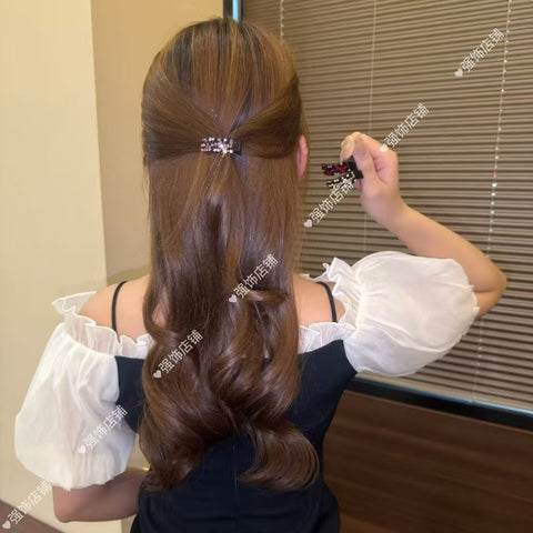 2025 new Korean color rhinestone bangs side clip temperament advanced all-match broken hairpin fixed