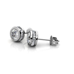 Mae 18k White Gold Plated Stud Earrings with 34 Simulated Diamond Crystals, 25mm Diameter, Hypoallergenic Lead & Nickel Free