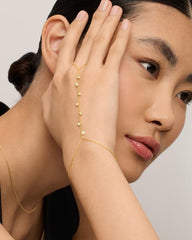 PAVOI 14K Gold Plated Hand Chains Bracelet for Women | Dainty Cubic Zirconia Bracelet and Ring Chain Body Jewelry