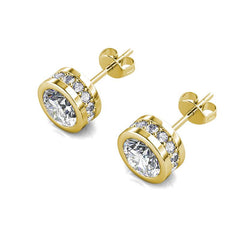Mae 18k White Gold Plated Stud Earrings with 34 Simulated Diamond Crystals, 25mm Diameter, Hypoallergenic Lead & Nickel Free