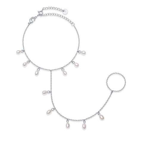 PAVOI 14K Gold Plated Hand Chains Bracelet for Women | Dainty Cubic Zirconia Bracelet and Ring Chain Body Jewelry