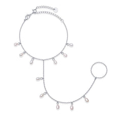 PAVOI 14K Gold Plated Hand Chains Bracelet for Women | Dainty Cubic Zirconia Bracelet and Ring Chain Body Jewelry