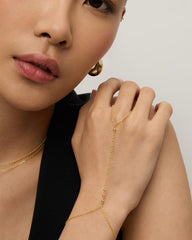 PAVOI 14K Gold Plated Hand Chains Bracelet for Women | Dainty Cubic Zirconia Bracelet and Ring Chain Body Jewelry