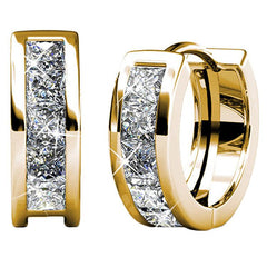 Giselle 18k White Gold Plated Silver Huggie Hoop Earrings for Women with Simulated Diamond Crystals