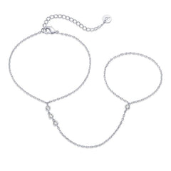 PAVOI 14K Gold Plated Hand Chains Bracelet for Women | Dainty Cubic Zirconia Bracelet and Ring Chain Body Jewelry