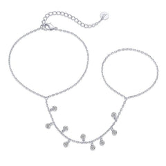 PAVOI 14K Gold Plated Hand Chains Bracelet for Women | Dainty Cubic Zirconia Bracelet and Ring Chain Body Jewelry