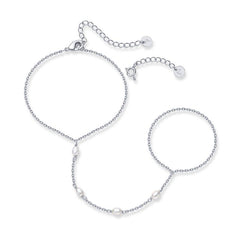 PAVOI 14K Gold Plated Hand Chains Bracelet for Women | Dainty Cubic Zirconia Bracelet and Ring Chain Body Jewelry
