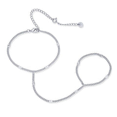 PAVOI 14K Gold Plated Hand Chains Bracelet for Women | Dainty Cubic Zirconia Bracelet and Ring Chain Body Jewelry